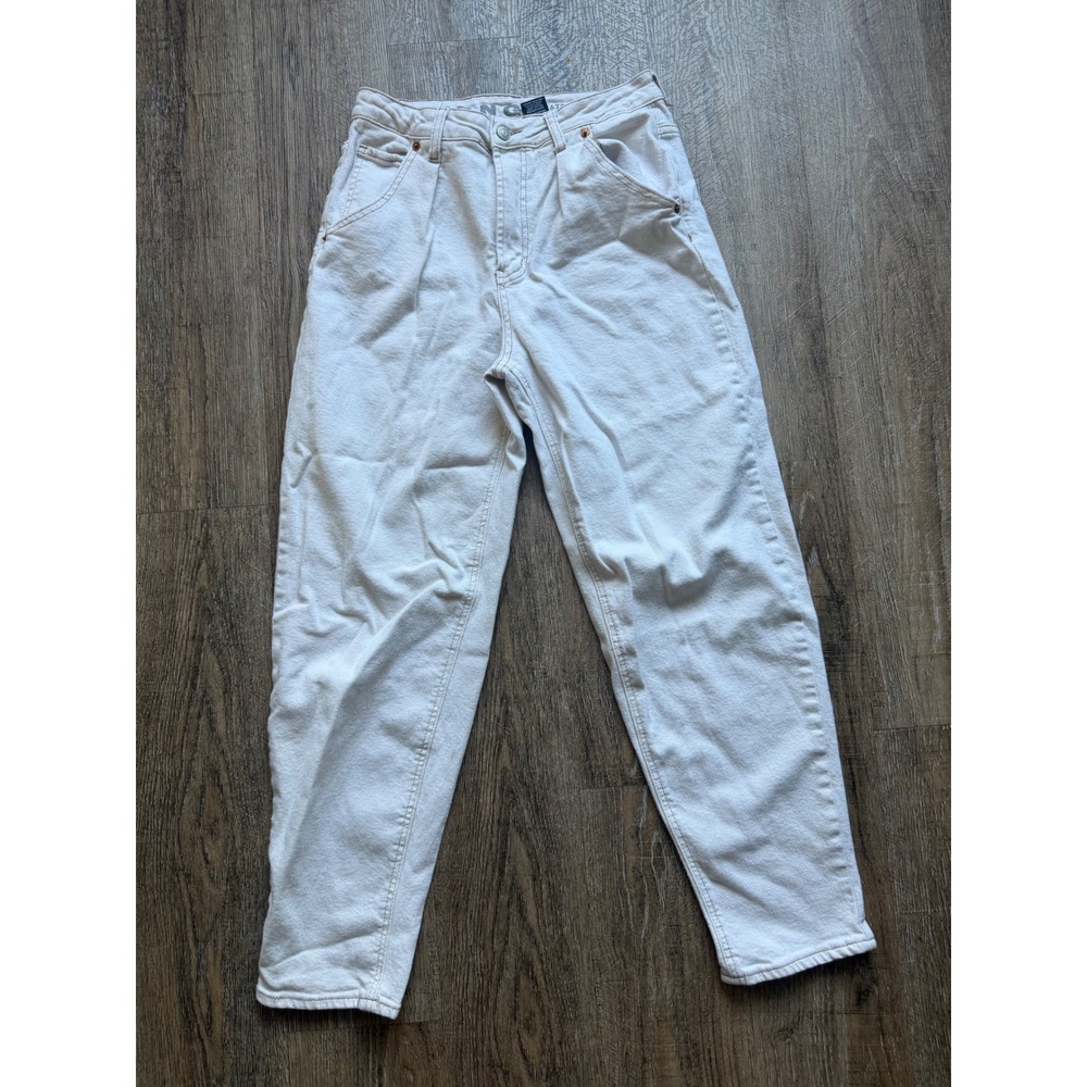 SONG‎ Pleated Baggy Jeans Off White High Waisted Retro Denim SJ22081 Size 5/27